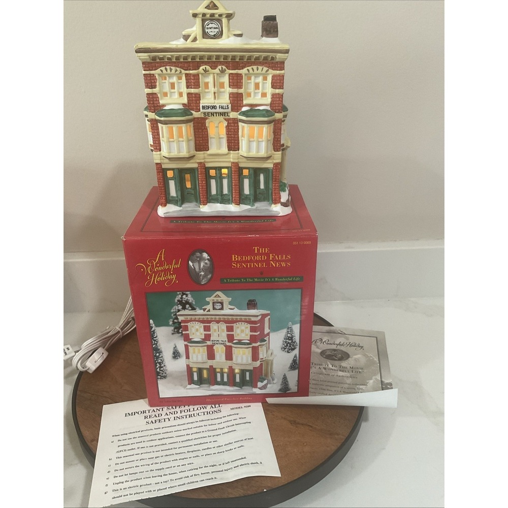 It's A Wonderful Life The Bedford Falls Sentinel News Building Ceramic 1998 New